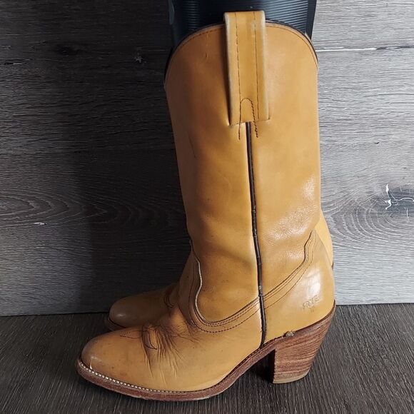 Vintage Frye Heeled Pull On Western Cowboy Boots Size 5.5B - Picture 9 of 14